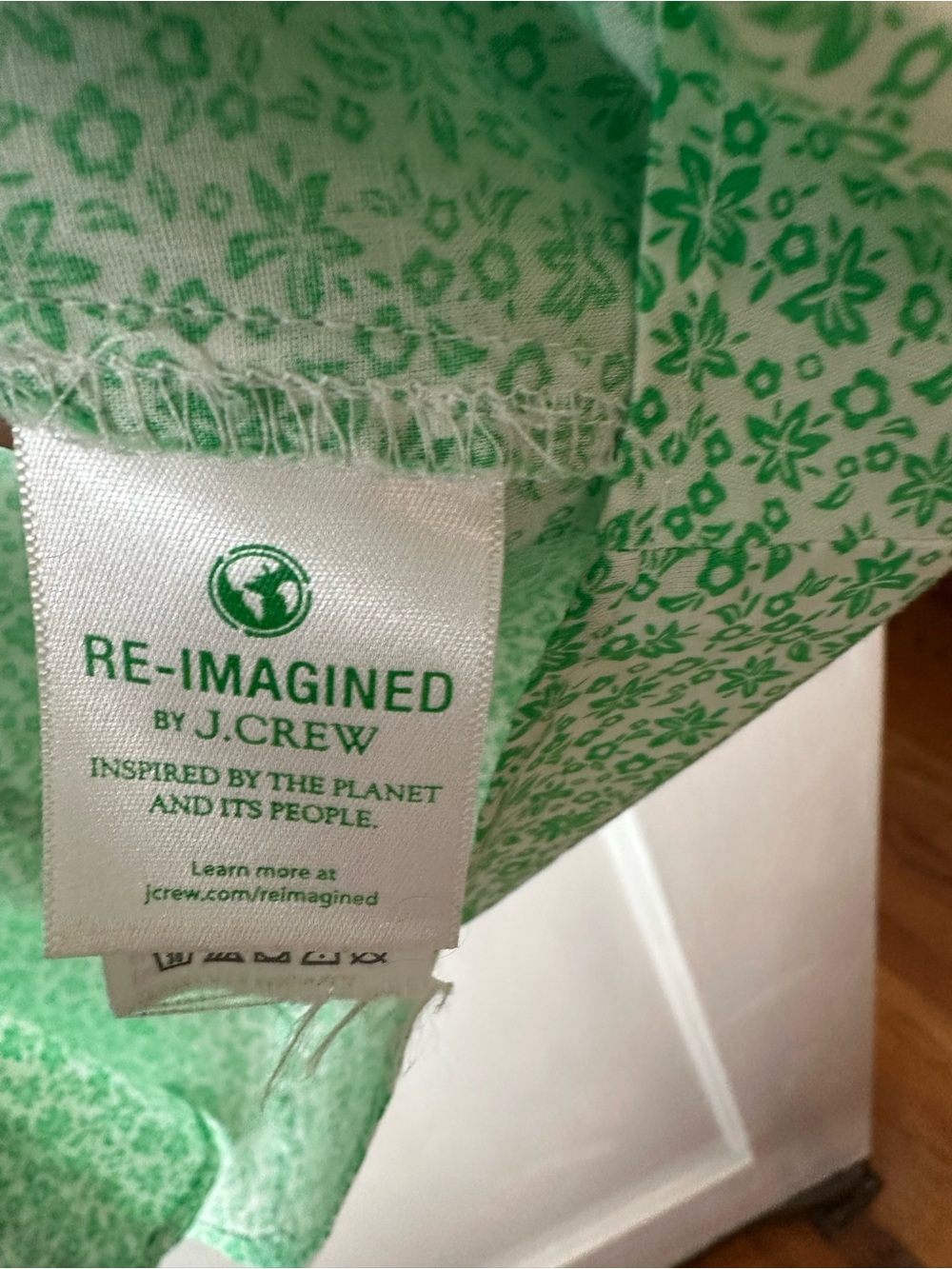 J Crew blouse, green mini floral, large - Picture 4 of 5